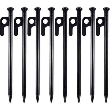 Tältpinnar, Tältpinnar i Metall, 20cm Höghållfasta Smidesjärn Tältpinnar med Krok och Ögla för Camping, Campingmarkiser