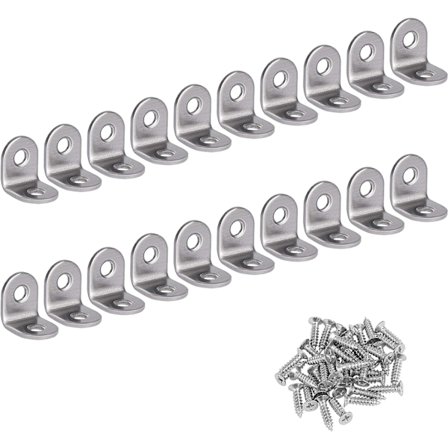 Retvinklet rustfrit stålbeslag 90 graders hjørnebeslag L-formet vinkelbeslag Beslag Beslag Leveres med 20 stk. 20*20 sølvskruer