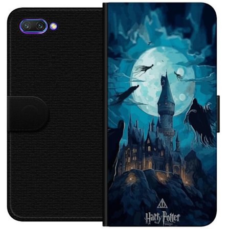 Yhteensopiva Lompakkokotelo Honor Honor 10 Maaginen fantasiakuvaus, jossa linna kuunvalossa ja leijuvat olentot, pimeä satuilmapiiri noitataiteen ja