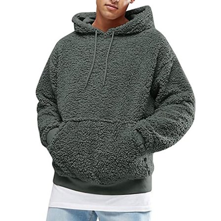 Fuzzy Hoodie Sweatshirt herr Mjuk fleecejacka