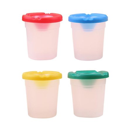 4 st Spillfria Färgkoppar med lock Set Barn Skolmaterial