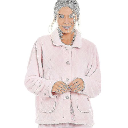 Dame Superblød Lyse Pink Knaplukket Diamantmønstret Sengejakke