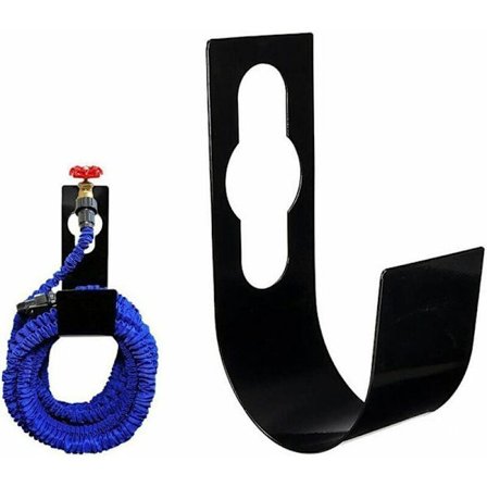 Utvidbar slangeholder Svart Hage Heavy Duty Metall Slangeholder Veggmontert Hage Slangeholder Slangeholderkrok for vannrør
