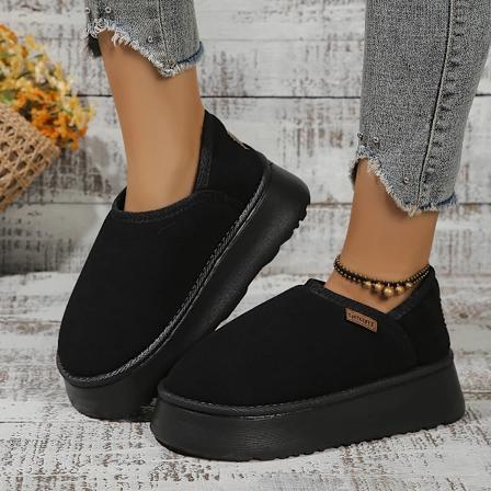 Vinterplattformstövlar Vintage Mode Dam Snö Varma Mocka Varma Inre Plysch Mode Tjockt Botten Dam Platta Botten Stövlar black 40-41