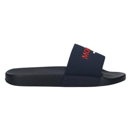 Moncler, Logo-Embossed Sliders Blauw, Heren, Maat:45 EU