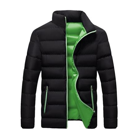 Herr vinterjacka herr höst&vinter enfärgad sport fitness casual långärmad randig dragkedja bomullsrock Black Green 2XL
