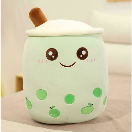 Bubble Tea Boba Kopp Squishmallow Fin Myk Gave Plysjleketøy Grønn Åpne Øyne Grønn Åpne Øyne{ad}