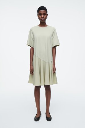 COS Women's Asymmetric Mini T-Shirt Dress in Green