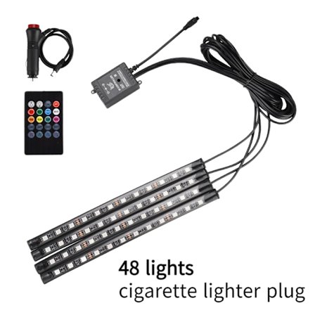 Bil LED omgivande ljus modifierad bil APP omgivande ljus bil mobiltelefon bluetooth dekorativt ljus (48 lampor)