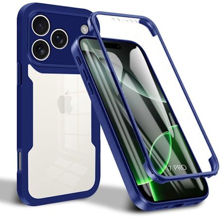 Beskyttelsescover til iPhone 17 Pro - BOOLING - 360° Model - Stødabsorberende - Ridsebeskyttende - Marineblå