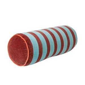 RICE A/S Velvet Bolster Pillow with Mint and Brown Stripes - Medium One Size - Textile - One size - Blue