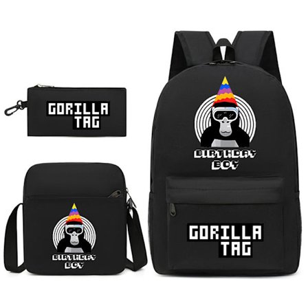 Gorilla Tag Apa-ryggsäck Pennfodral Axelväska Tredelat Set _39