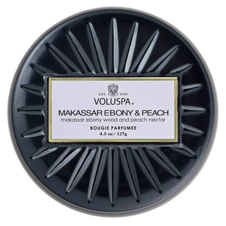 Voluspa Decorative Tin Candle Makassar Ebony & Peach 127g