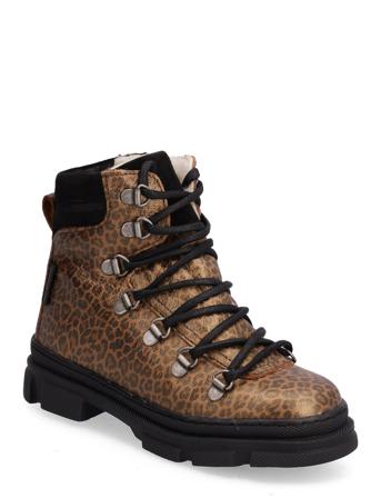 Boots - Flat - With Lace And Zip Brown ANGULUS