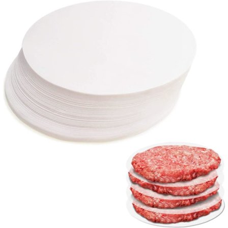 Rundt pergamentpapir, non-stick papir, ferdigkuttede ark for perfekte hamburgere, cheeseburgere, patties – vokspapir non-stick papir bakeplatepapir