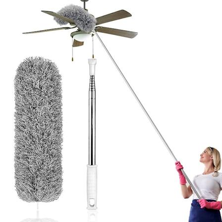 Teleskopdammskydd, Extra Lång 254cm, Mikrofiberdammskydd Dammkvast med Böjbar Hörnkvast