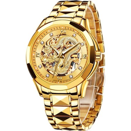 Guld Automatisk Mekanisk Klocka Herr Diamant Självlysande Vattentät Klocka (Guld)