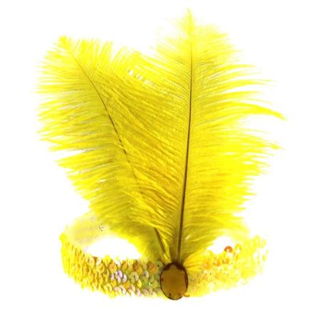 Paljetteja sulkapääpanta Sulkapäähine Holiday Party Hair Yellow