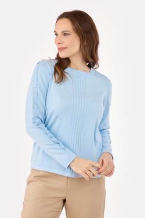 SIGNATURE - Langærmet Strik - Lyseblå - Strukturpanel