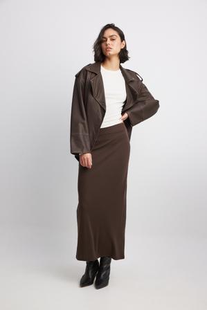 NA-KD Basic Jupe maxi côtelée - Jupes longues - Brun - X-Small