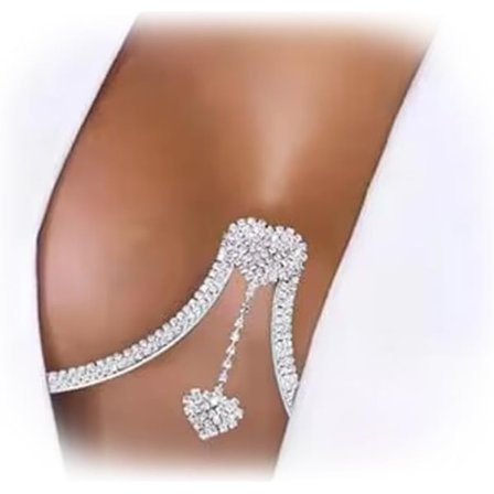 Rhinestone Brystholder Kæde Trendy Krystal Hjerte Vedhæng BH Kæde y Bikini Kropskæde Smykker til Kvinder Sølv