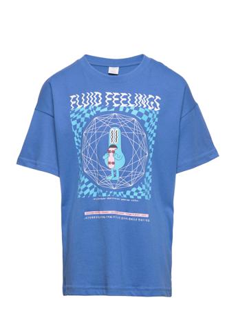 T Shirt Frontprint Fluid T-shirts Short-sleeved Blå Lindex