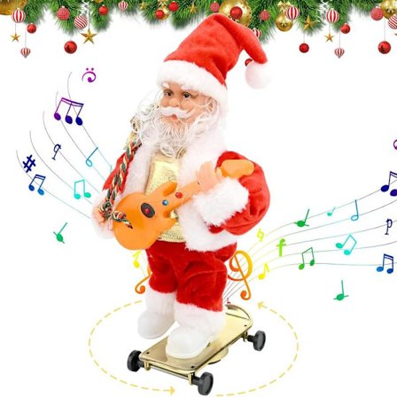 Elektrisk Julenisse Musikalsk Julenisse Ornament Gitar Skateboard Julenisse Dukke Jul Syngende Dansende Nisse