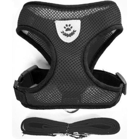 Kattkoppel | Svart Kattsele | Enkel att Stiga In I | Storlek M | Lätt att Ta På och Av