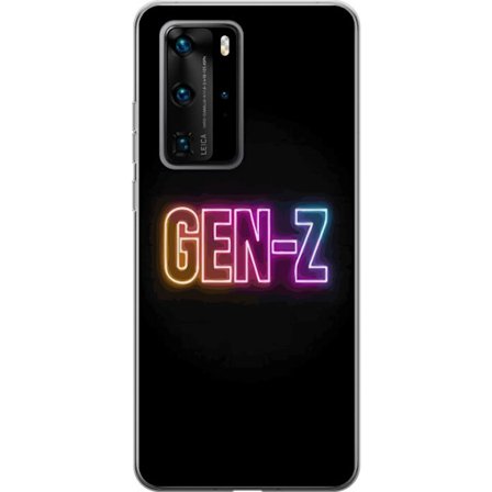 Kompatibelt Mobilskal till Huawei Huawei P40 Pro Neontext Gen Z i färgstarkt ljus mot mörk bakgrund i modern digital stil