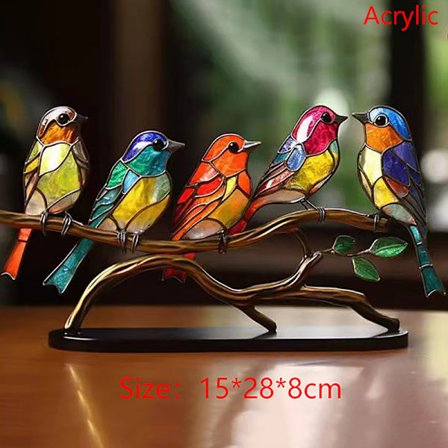 Stained Birds On Branch Desktop Koristeet Linnut Iron Craft