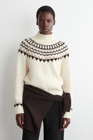 COS Femme Pull Fair Isle En Laine Et Cachemire Jumper in Blanc