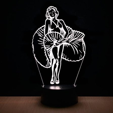 Marilyn Monroe lampa 3D Illusion Nattlampa, Fjärrkontroll T