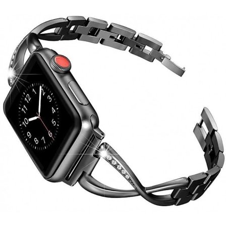 Apple Watch 42/44/45/49mm Premium Armband Rostfritt Stål med Strass