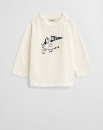 GANT Kinder Graphic Langarmshirt mit Hunde-Print (80) Weiß