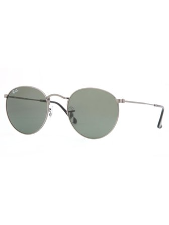 Ray Ban Icons Men's Sunglasses with a frame made of metal in silver and lenses made of glass in green