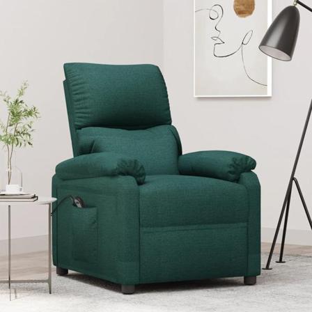 Vidaxl Elektrisk Reclinerfåtölj Mörkgrön Tyg Grön