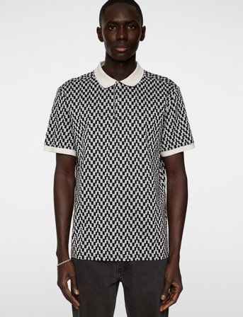 J. Lindeberg Devon Jacquard Polo - Black - XXL