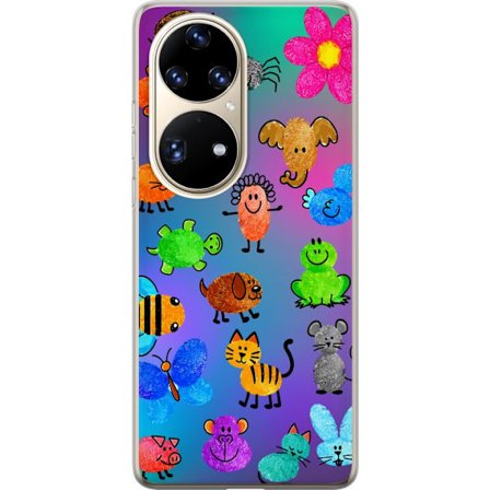 Kompatibelt Mobildeksel til Huawei P50 Pro Little Scribble Friends
