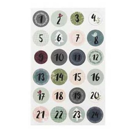 Klistermärken Siffror för adventskalender 3 cm 24 stycken
