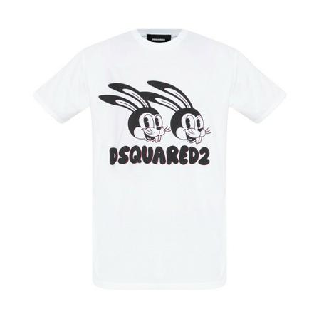 Dsquared2, T-shirt z nadrukiem Biały, Mężczyzna, Rozmiar: S
