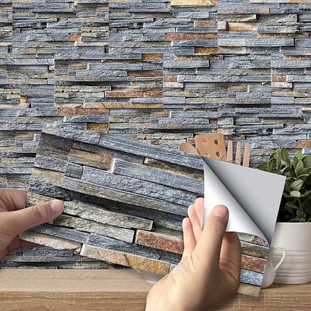 Dww-27PCS Selvklæbende Flise Stickers Vandtætte PVC Væg Stickers Cement Flise Design Klæbende Dekoration 20x10 cm til Køkken S