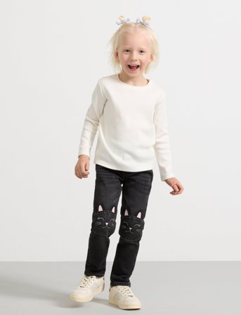 Lindex Trousers Denimjersey Sara Knee - Black - 98