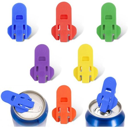 Flaskeåbner - Vinåbner - Dåseåbner - Farvet dåseetiket - 6-delt samling - 6 farver