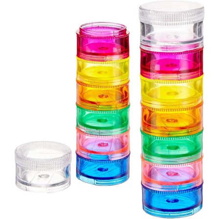 Stabelbar Pilleeske (2-pakning), 7 Dager i Uken Pillebeholder med Twist-Lock Rom, BPA-fri, Reise Medisinholder og Vitamindispenser