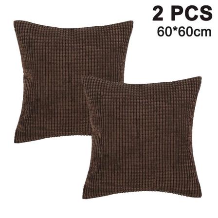 2 sett putesnor kontor putetrekk Putetrekk polyester, myk behagelig, for S Stue Soverom dekor 60x60cm Brown