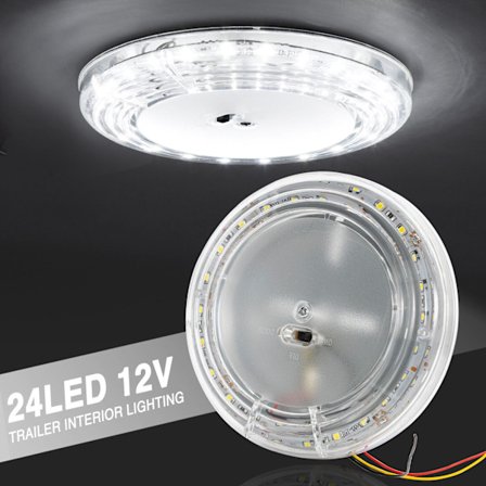24LED 12V Vit Tak Taklampa Inre Kupol Rund Läslampa
