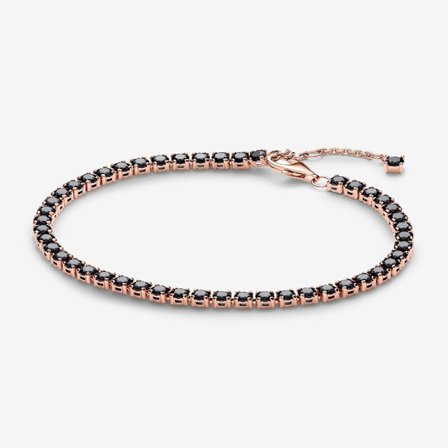 Pandora - Svart Glitrende Tennisarmbånd - 14k roségullbelegg