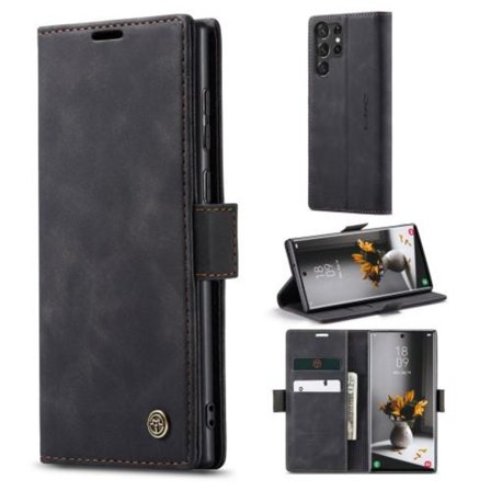 CASEME Retro Lompakkokotelo Samsung Galaxy S23 Ultra - Musta