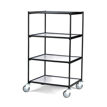 Hyllvagn LINER, 4 hyllor, 850x640 mm, svart