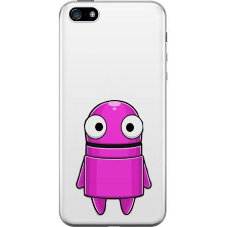 Kompatibelt Mobilskal till Apple Apple iPhone 5 Rosa tecknad figur med en rund form och stora ögon på en mörk bakgrund